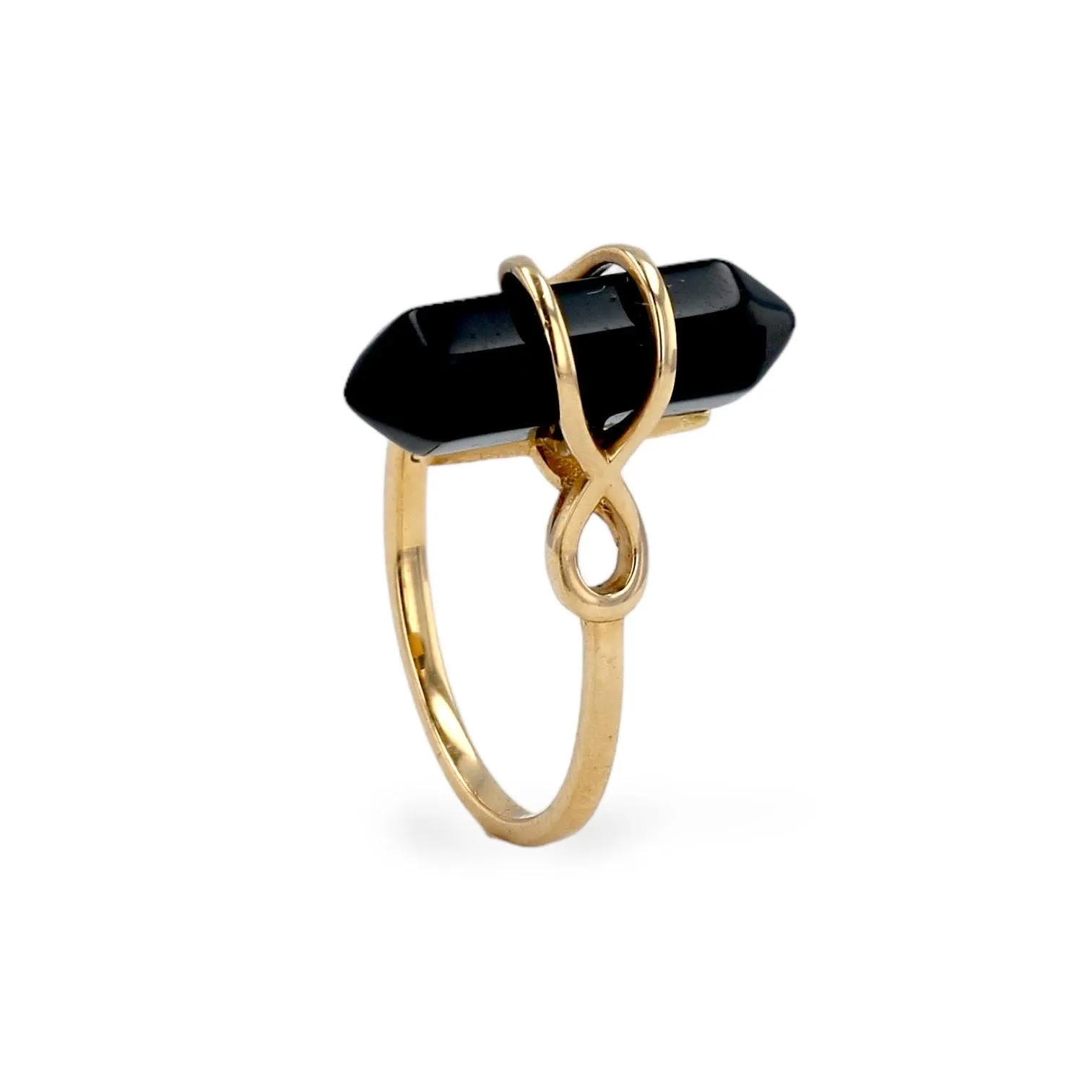 Yellow 10k gold deco onyx ring