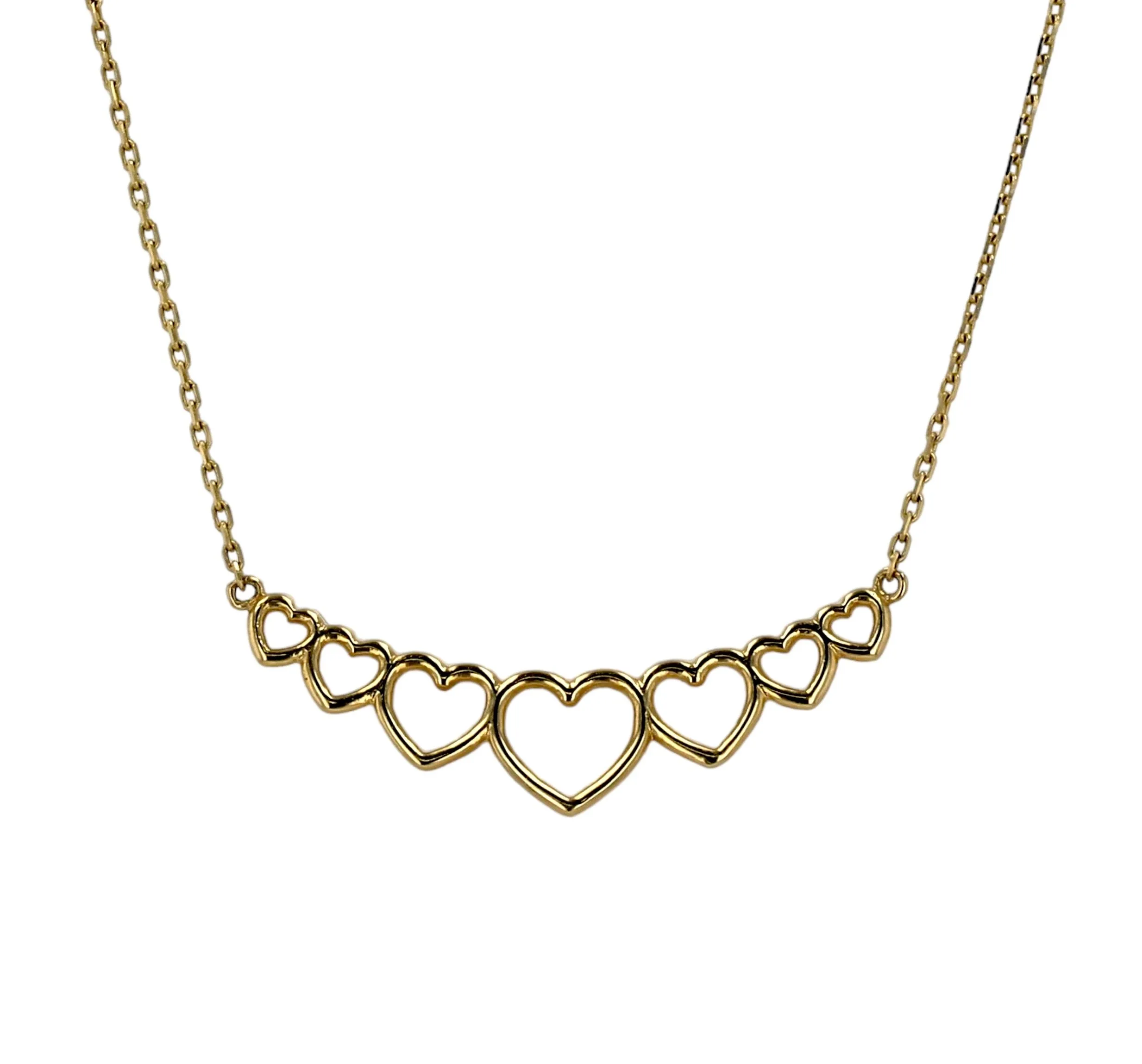 Yellow 10k gold hearts necklace-120