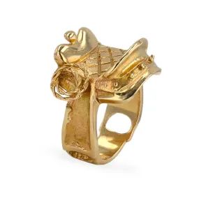 Yellow 14k gold horse seat solid ring