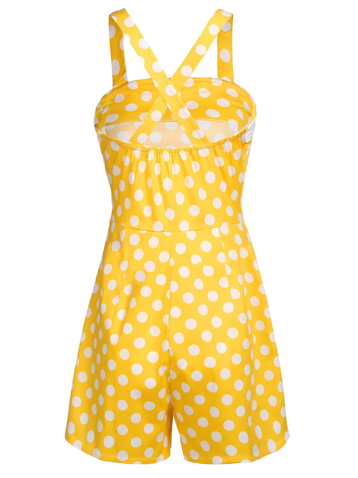 Yellow 1950s Polka Dot Strap Romper