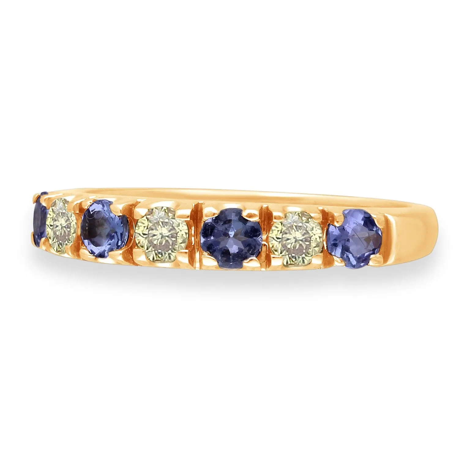 Yellow Gold Tanzanite and Yellow Diamond Renaissance Ring