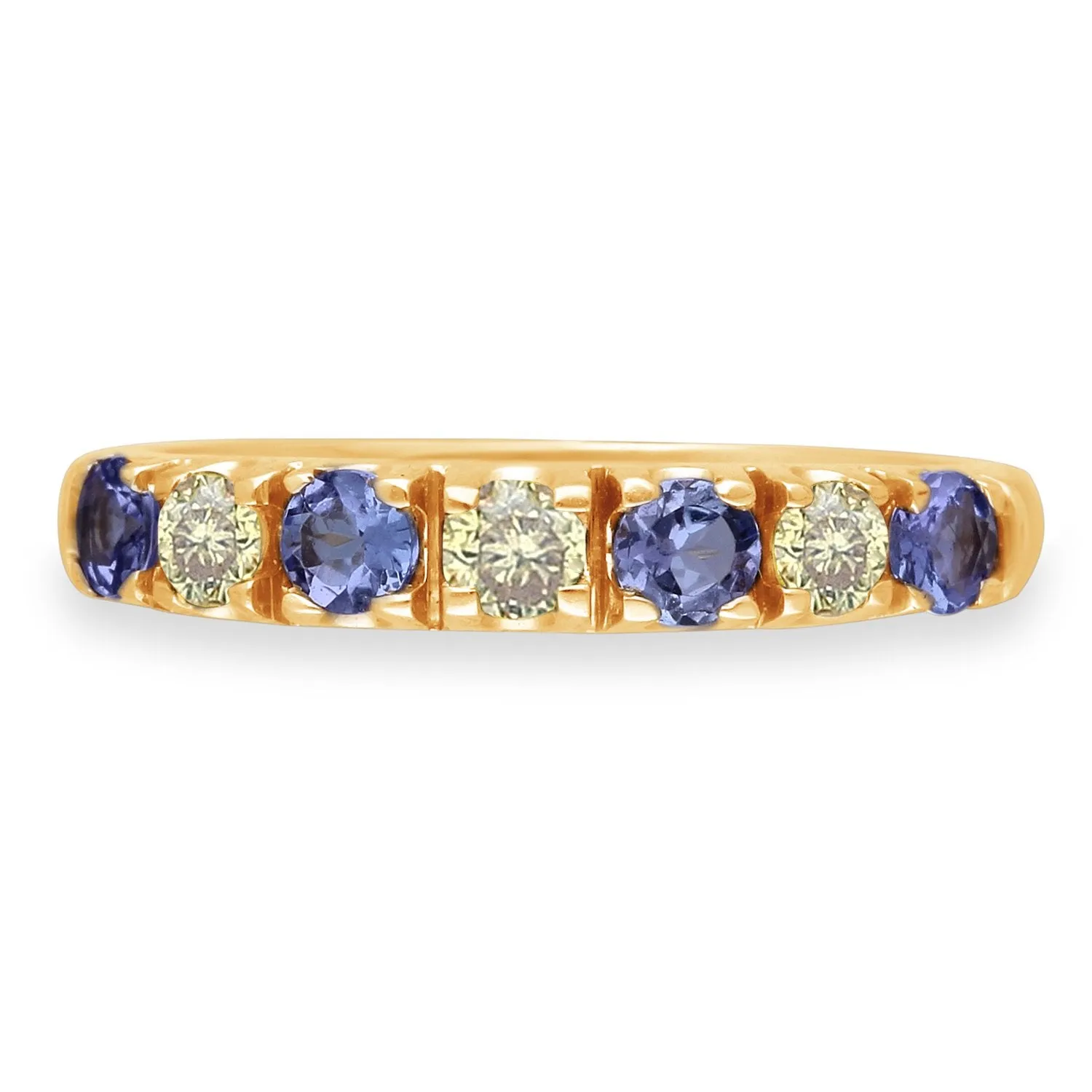 Yellow Gold Tanzanite and Yellow Diamond Renaissance Ring